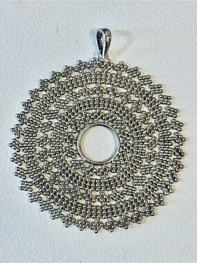 Vintage JCM 925 Italy Sterling Silver Large Beaded Filigree Pendant 14 g